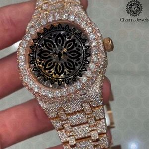 Montre de luxe Charm Jewells en acier inoxydable, 40 mm, analogique, mécanique, lumineuse, bracelet pour homme, 20 cm, fermoir caché à bouton-poussoir, automatique - Product Image 3