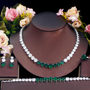 Parure de bijoux de mariée en moissanite taille brillant certifiée, plaqué argent rhodié, alliage laiton-cuivre, collier et boucles d'oreilles pour femme - Product Image 3