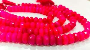 ลูกปัดหินแคลซิโดนีสีชมพูสดทรงรอนเดลเหลี่ยมเพชรพลอย, ลูกปัดหินออนิกซ์สีชมพู - Product Image 2