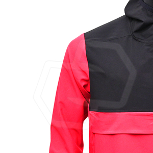 Veste de sport pour homme, coupe-vent, à blocs de couleur rouge et noir, avec fermeture éclair quart de tour, coupe régulière, en polyester, pour l'automne - Product Image 3