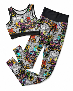 Custom Graffiti Print Yoga Set 2 Piece Women Workout Outfits High Waist Leggings Sports Bra Street Style Fitness Gym Sportswear - Product Image 4