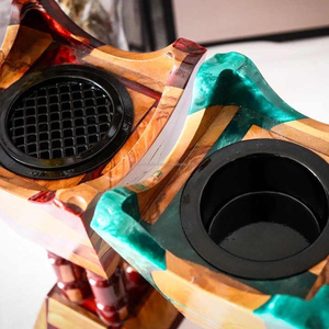 Brûleur à Bakhoor artisanal en bois et résine, porte-encens arabe traditionnel, brûleur à Bakhoor de luxe en bois avec incrustation de résine MULTI CRAFT - Product Image 4