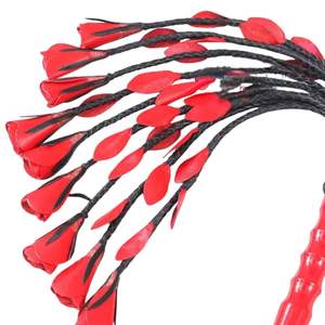 Sheep Skin <b>Flogger</b> with Steel Buckle Braided Grip and Medium Intensity Falls - Product Image 2