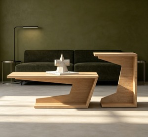 Table d'extérieur minimaliste en marbre avec design géométrique pour salon - Product Image 1
