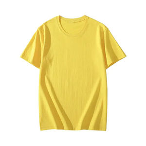 <b>Mens</b> Yellow Crew Neck T-<b>Shirt</b> Short Sleeve Cotton Casual Summer Basic Top Custom Logo OEM ODM Wholesale Apparel - Product Image 1