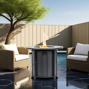 Tavolo con Braciere a Gas Propano da 30 Pollici, 50000 BTU, Braciere Rotondo in Acciaio con Finitura Effetto Legno in Ceramica per Patio, Terrazza e Giardino - Product Image 6