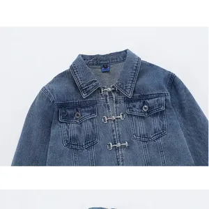 TIXAY SPORTS Women's <b>Denim</b> Jacket Casual Spring Regular Fit Cotton Washable Button-Up <b>Coat</b> - Product Image 5
