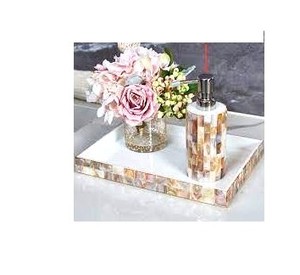 Premium Polish Finished Bone Inlay Bathroom Accessories Set High Quality Vanity Organizer <b>Soap</b> Dispenser For Luxury Home Decor - Product Image 5