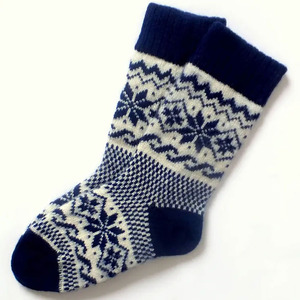 Chaussettes en laine et nylon pour homme, motif géométrique tricoté jacquard, chaussettes épaisses d'hiver thermiques - Product Image 3