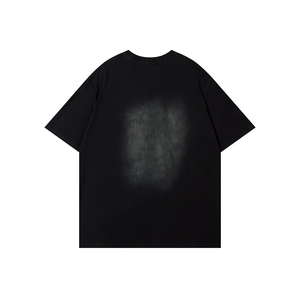 T-shirt en coton noir surdimensionné pour homme, couleur unie, décontracté, à manches courtes, tricoté, teint uni, pour l'été - Product Image 2