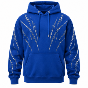 Custom Made Lightweight Comfortable Cotton/Polyester Eco-Friendly Breathable Top Trending Men's Solid Hooded <b>Rhinestone</b> <b>Hoodies</b> - Product Image 1