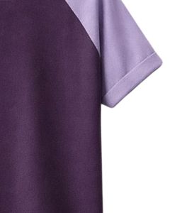 Camiseta de Hombre Raglan de Algodón con Cuello Redondo y Manga Corta, Morada Bicolor, Casual de Verano, Tejido Liso Teñido, con Logotipo Personalizado - Product Image 6