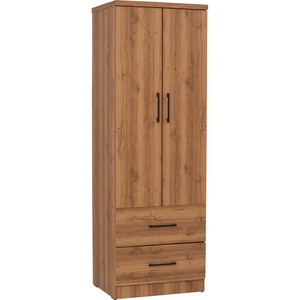 Armario Moderno de Tablero Laminado con Acabado Roble Natural, Armario para Ropa con Dos Puertas de Almacenamiento y Cajones Dobles en la Parte Inferior para Dormitorio - Product Image 1