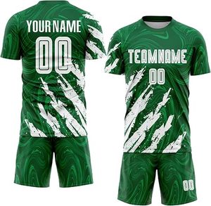 Maillot de football personnalisé vert sublimé pour homme, kit à manches courtes, anti-humidité, uniformes d'équipe toutes saisons, coupe régulière adulte - Product Image 1