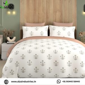 Juego de Sábanas de Algodón Super King 120x120* | Ropa de Cama Suave Premium con Estampado Botánico en Color Blanco Dorado, con 2 Fundas de Almohada, Tela Transpirable - Product Image 2