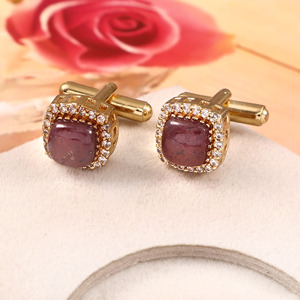 Boutons de manchette en rubis naturel pour homme, pierres précieuses de luxe en laiton, pierre rouge, pour mariage, anniversaire, Noël, cadeau pour le marié, bijoux personnalisés - Product Image 5