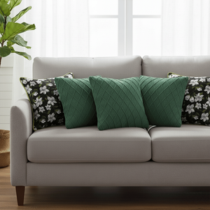 Juego de Fundas de Almohada SOGA Elegantes con Diseño Floral Verde y Tejido de Diamantes Verde Bosque, 5 Piezas, Fundas Decorativas y para Cojines en Negro - Product Image 3