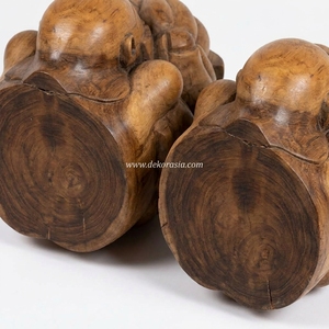 Tabourets de bar en bois recyclé, thème bouddhiste, sculptés, durables, écologiques, en bois récupéré - Product Image 3