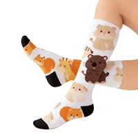 Chaussettes de compression athlétiques personnalisées imprimées numériquement en 3D, pour la course à pied, en polyester et coton respirant, longues jusqu'au genou