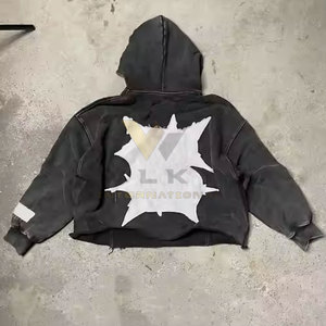 Vêtements pour hommes, grandes tailles, sweats à capuche en coton mélangé brodés, sweats à capuche en coton mélangé brodés effet vieilli, best-sellers - Product Image 2