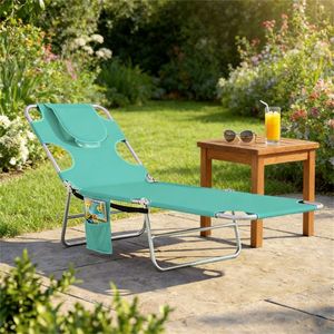 Sillón Reclinable Ajustable Verde Claro para Exteriores, Tumbona para Tomar el Sol - Product Image 1