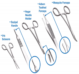 Kit d'entraînement à la suture chirurgicale manuelle de haute qualité, ciseaux et pinces en acier inoxydable, ensemble d'instruments de formation pour interventions chirurgicales mineures Dentavex - Product Image 6