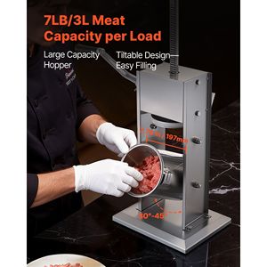 Insaccatrice Manuale a Doppia Velocità in Acciaio Inossidabile, Robusta, 7 LBS/3 L, Verticale, per Insaccare Salsicce e Carne - Product Image 4