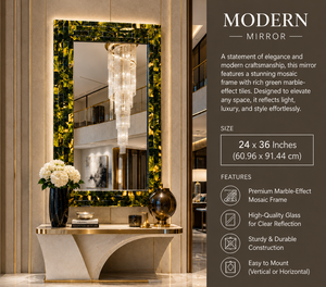 Miroir mural en résine, design rectangulaire, miroir décoratif pour salle de bain, chambre à coucher, salon, moderne |   Élégant support mural 24 * 36 pouces - Product Image 5