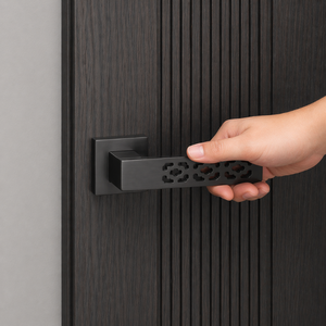 Luxury Perforated Design Door <b>Handle</b> | Stainless Steel Mortise Lever <b>Handle</b> Set in Gold Black Rose Gold Finish Modern Door - Product Image 3