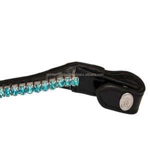 Banda Frontal de Cuero Inglés Personalizada de la Mejor Calidad, con Cristales y Pedrería Decorativa, para Montar a Caballo al Aire Libre - Product Image 5