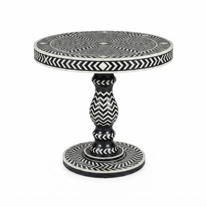 Mesa de Centro Ovalada de Lujo Hecha a Mano con Incrustaciones de Hueso Azul, Mesa de Salón con Cajón de Almacenamiento, Muebles con Incrustaciones Indias Personalizados - Product Image 3