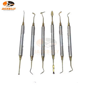 Kit d'instruments de restauration dentaire en composite, manche doré en acier inoxydable, ensemble de 6 outils dentaires professionnels - Product Image 4