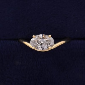 Anillo de Compromiso de Lujo con Diamante Ovalado de 1.3 CT Cultivado en Laboratorio, Certificado IGI, para Mujer, Montura East West, Oro Amarillo de 10k, 14k, 18k - Product Image 5