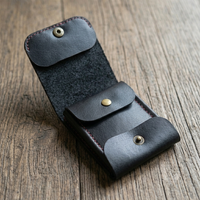 Dompet Kartu Pria Kulit Asli Mewah – Dompet Tipis Kulit Berkualitas Tinggi Jahitan Tangan dengan Penutup Kancing