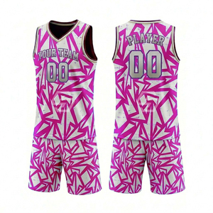 Conjunto de Camiseta de Baloncesto Sublimada Personalizada, 100% Poliéster, Cuello en V, Sin Mangas, Transpirable, Ajuste Atlético Unisex para Adultos - Product Image 3