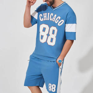 Ensemble de costume d'été pour homme, vente chaude, personnalisé, 2 pièces, t-shirt à manches courtes et short, respirant, doux, décontracté, tricoté en polyester/coton - Product Image 3