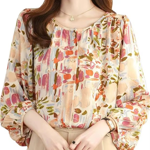 Camisa de playa de manga larga para mujer, con botones, protección solar de verano, corte holgado - Product Image 1