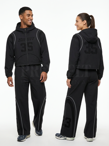 Men's Streetwear Cotton Breathable Print Windbreaker Sports Tracksuit Hooded Zip-Up Jacket <b>Pants</b> Fleece Customizable Sweat <b>Suit</b> - Product Image 6