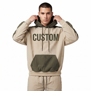 Sudadera con Capucha Extra Grande para Hombre, Dos Tonos, 100% Nailon, Hombros Caídos, Estilo Casual Urbano, con Logotipo Personalizado, 2026 - Product Image 3