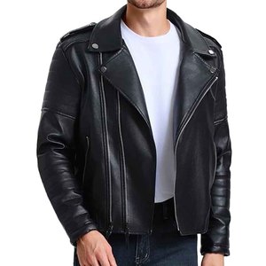 Men Genuine <b>Leather</b> Denim <b>Jacket</b> Biker Style <b>Winter</b> Fashion Sheep Fur Trim Breathable Custom Logo Wholesale OEM Supplier - Product Image 2