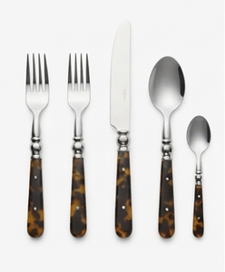 <b>Vintage</b> Tortoiseshell Handle Flatware Set Piece Stainless Steel Dishwasher Safe <b>Cutlery</b> For Table Dining - Product Image 1