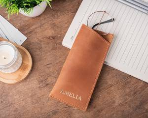 Sophisticated Leather <b>Glasses</b> Sleeve Minimalist Eyewear Cover Genuine Leather Bulk Export Unit LGC-0044 - Product Image 2