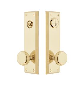 มือจับประตูเหล็กสีทองแบบคู่สำหรับบ้าน ปรับแต่งได้ พร้อมอุปกรณ์ล็อคประตูแบบมีแถบกั้นความเป็นส่วนตัว - Product Image 1