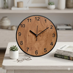 Horloge murale en bois pour salon et bureau, horloge décorative en bois rustique faite à la main, décoration intérieure - Product Image 5