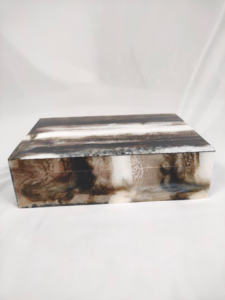 Boîtes en bois traditionnelles, boîte à bijoux en résine avec incrustation de nacre, motif feuille, boîte de rangement et boîte cadeau, MOQ 100 pièces, boîte artisanale - Product Image 4