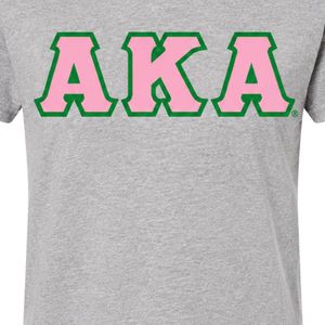 Camiseta AKA con cuello en V para mujer, camiseta de algodón con letras en gris jaspeado, ropa griega informal de manga corta, Top cómodo de verano - Product Image 6