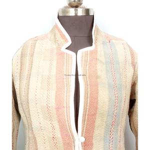 Wholesale 100% Cotton Designer <b>Kantha</b> <b>Jacket</b> Knitted Multi-Color Ethnic Style Embroidery Button Handmade Vintage Eco-Friendly - Product Image 2