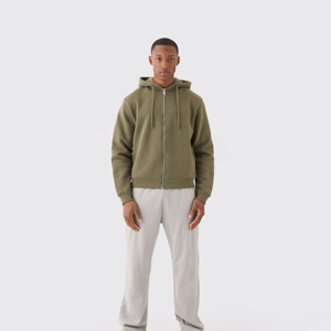Sudadera con capucha y cremallera personalizada con serigrafía, 100% algodón, forro polar grueso, térmica de invierno, con cremallera, logotipo personalizado, venta al por mayor - Product Image 1