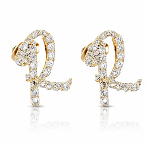 Wholesale SHRAMAN DIAMOND 10K Solid Gold Plated Custom Trendy Alphabet Letter Moissanite Diamond Screw <b>Back</b> Fine Stud <b>Earrings</b> - Product Image 1