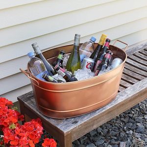 Seau à vin ovale en métal argenté, refroidisseur de bouteilles, seau à glace polyvalent pour boissons, bac à plantes pour fêtes à domicile - Product Image 2